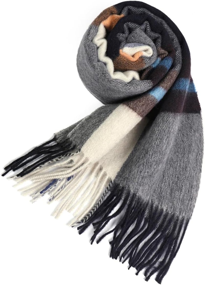 SKNSOFT Winter Wool Plaid Scarf for Men,Women Fashion Tartan Wrap Checkered Scarves - Image 4